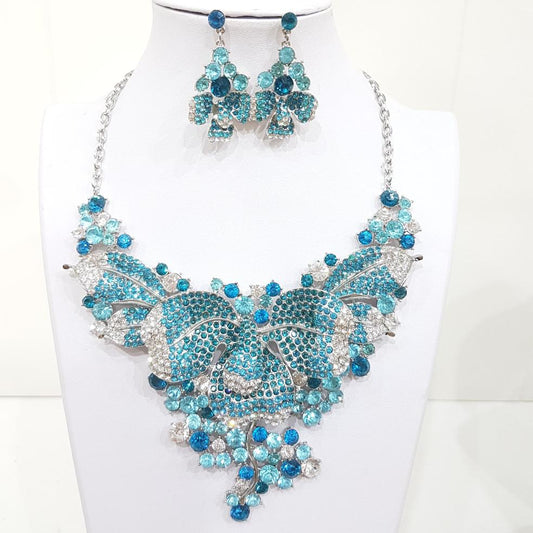 Blue Rhinestone Statement Jewellery Set