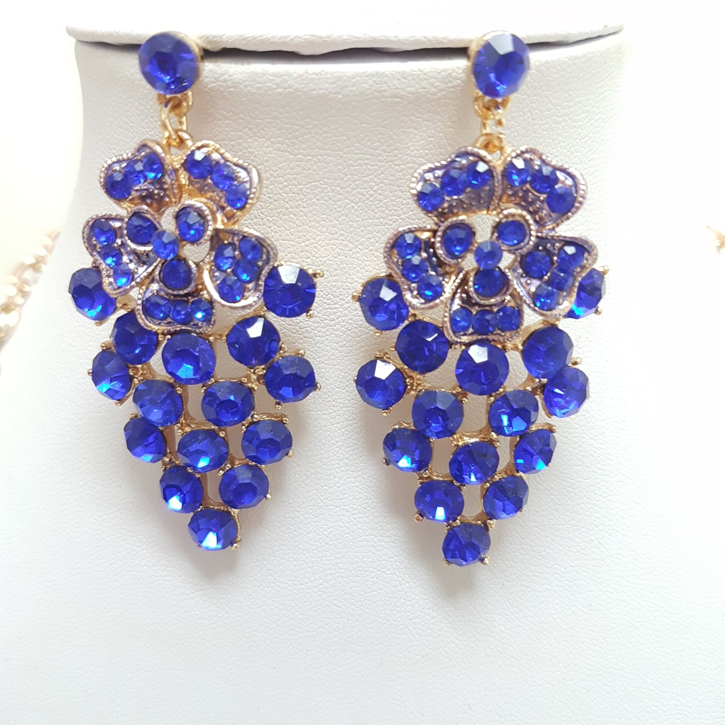 Royal Blue Rhinestone Necklace Set