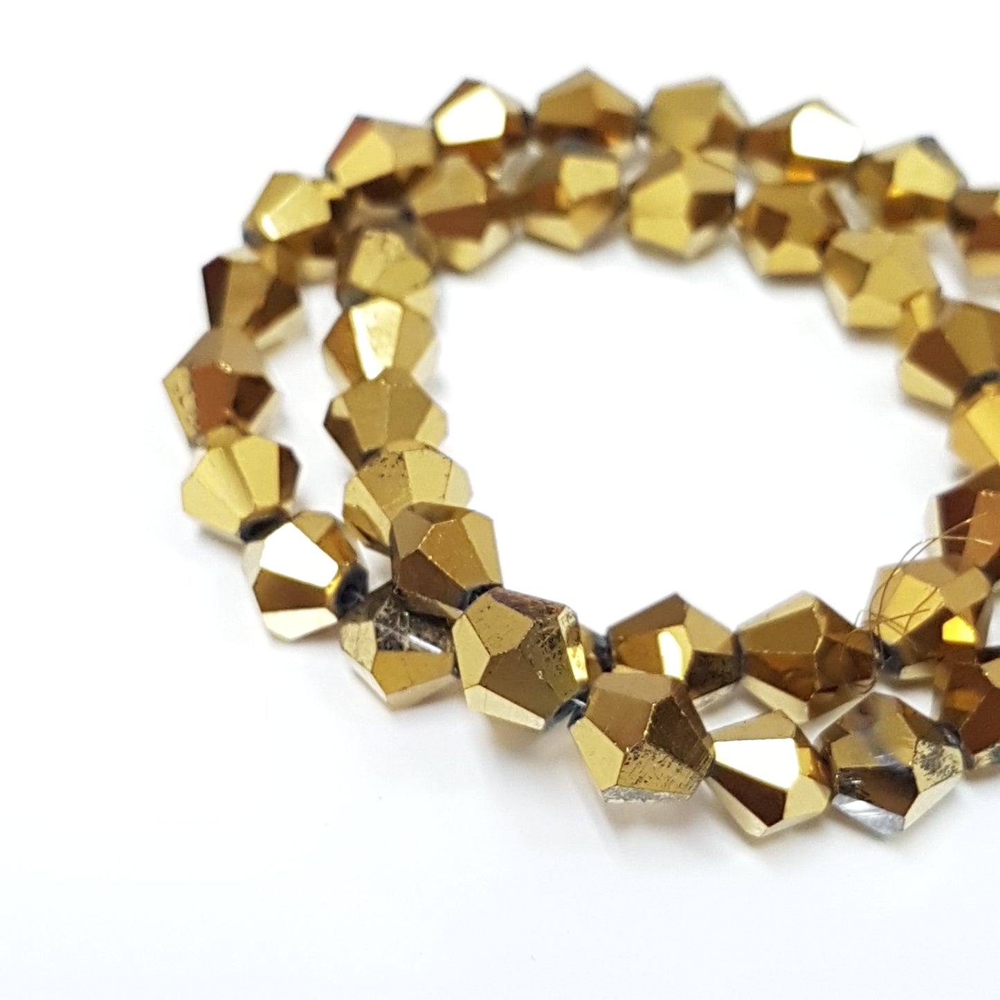 8mm Gold Electroplated Glass Bicones