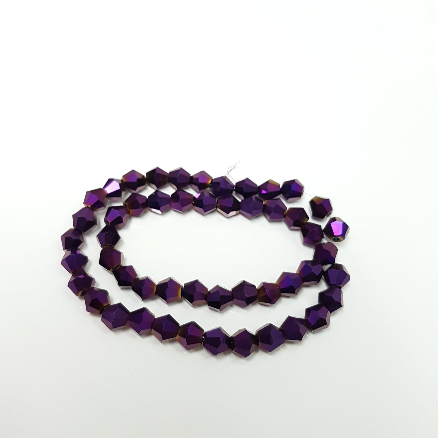 6mm Purple Electroplated Glass Bicones