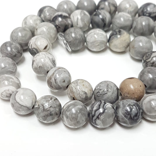 8mm Map Jasper Gemstone Beads