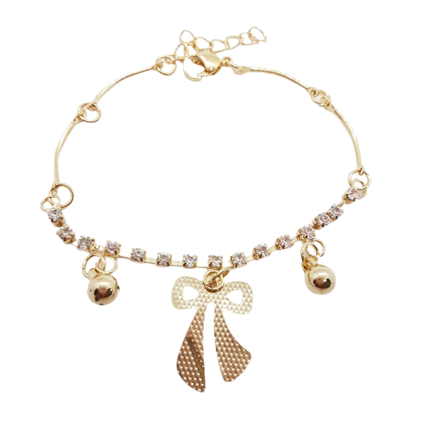 Bow Charm Rhinestone Anklet