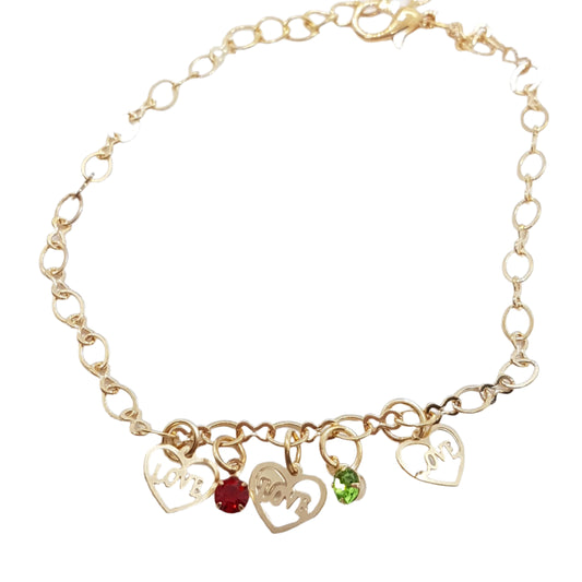Love Charm Rhinestone Anklet