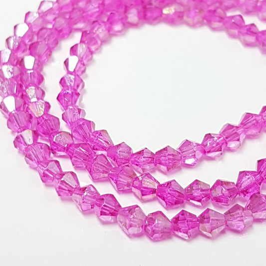 4mm Fuchsia Glass Bicones