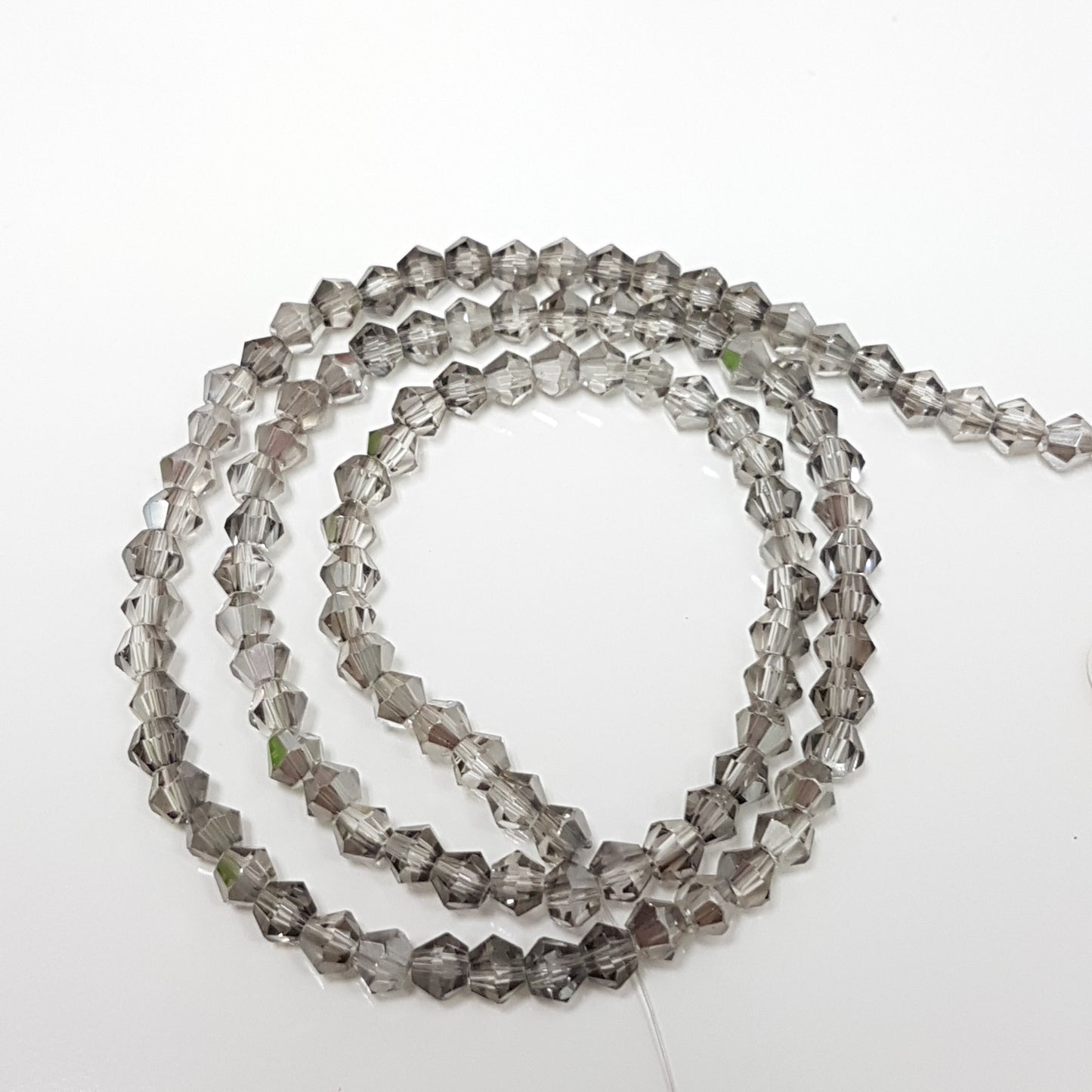 4mm Grey Crystal Glass Bicones