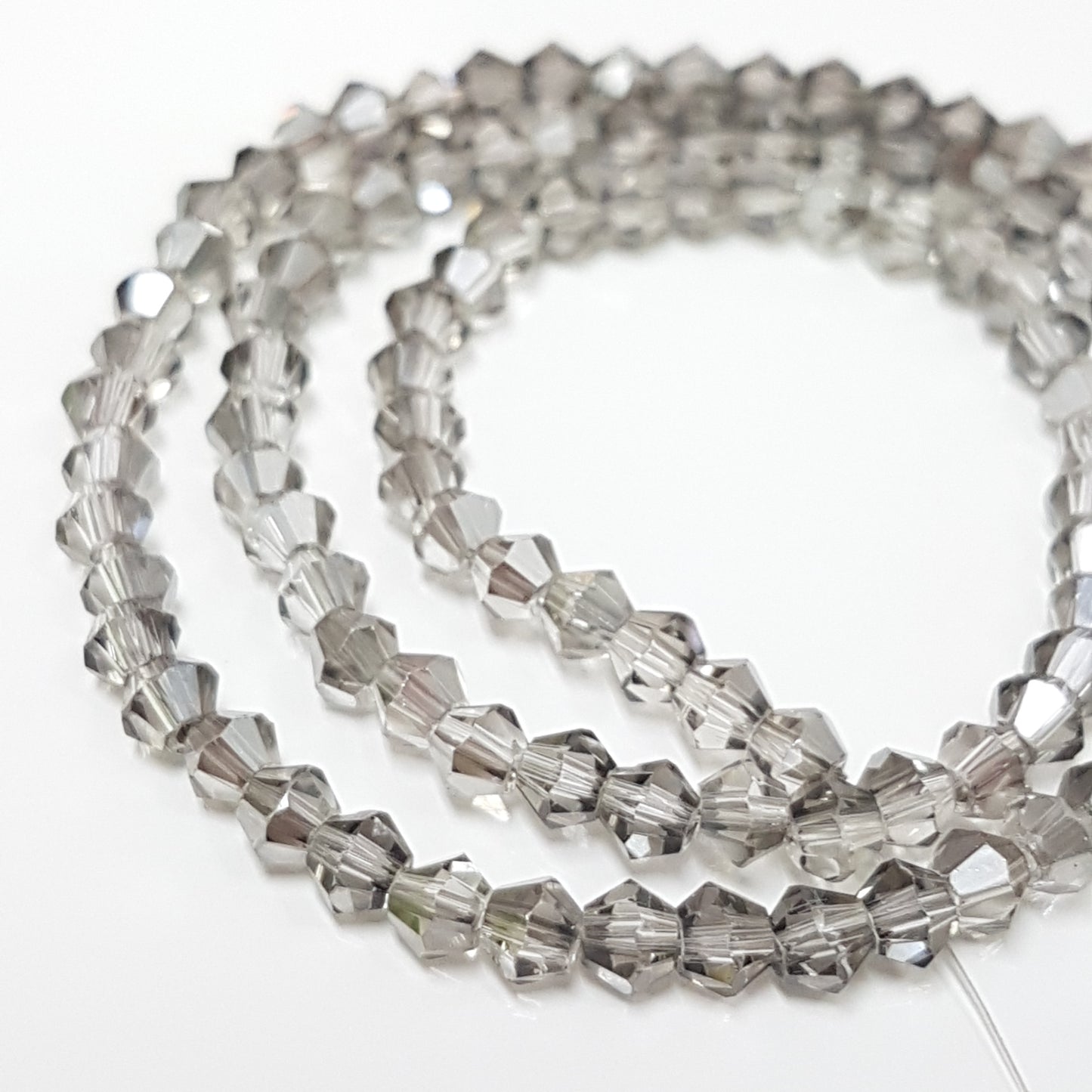 4mm Grey Crystal Glass Bicones