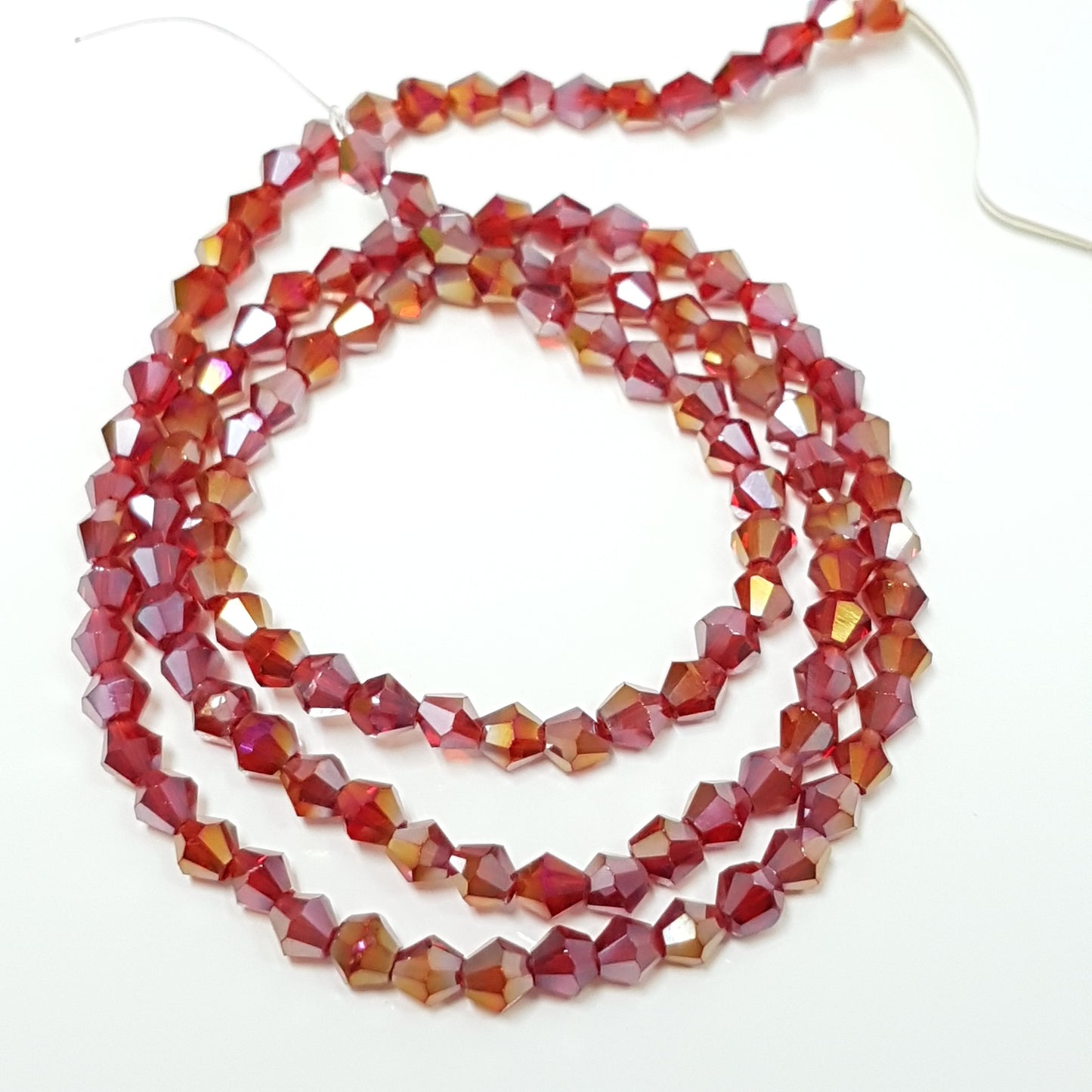4mm Red Crystal Glass Bicones