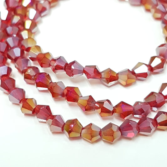 4mm Red Crystal Glass Bicones