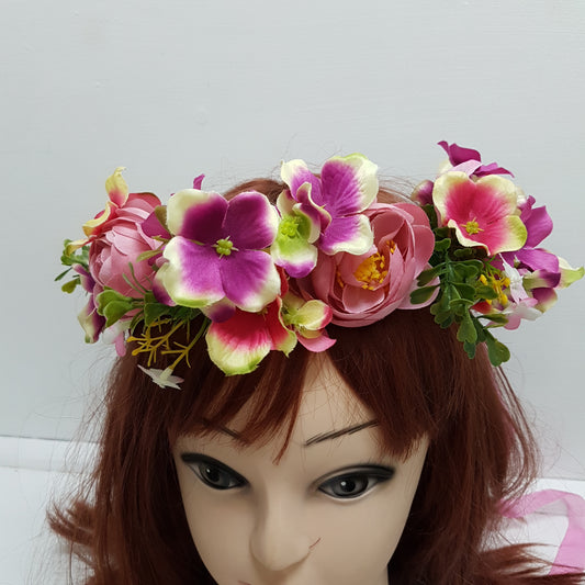 Colourful Purple Floral Hair Crown