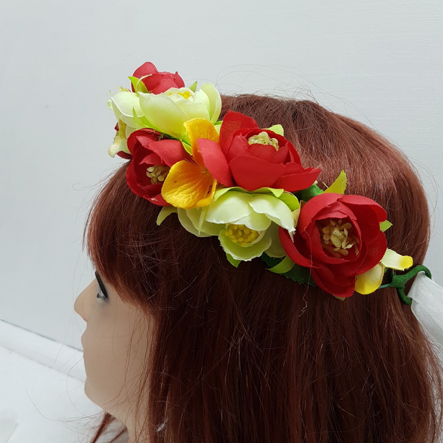 Red and Yellow Floral Hair Crown