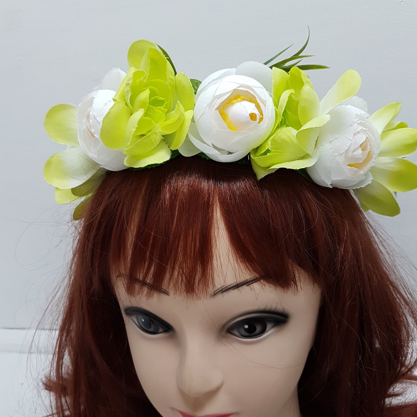 Lime and White Floral Hair Crown