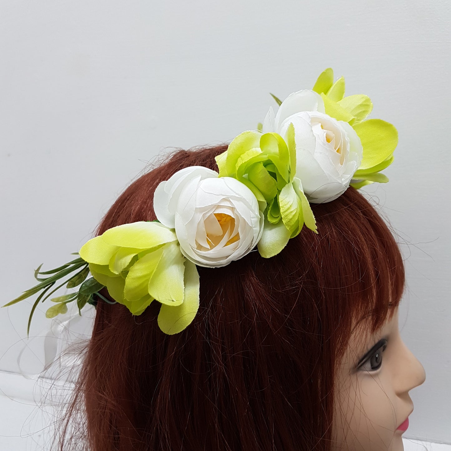 Lime and White Floral Hair Crown