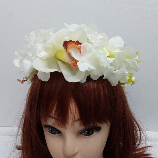 White Statement Floral Hair Crown