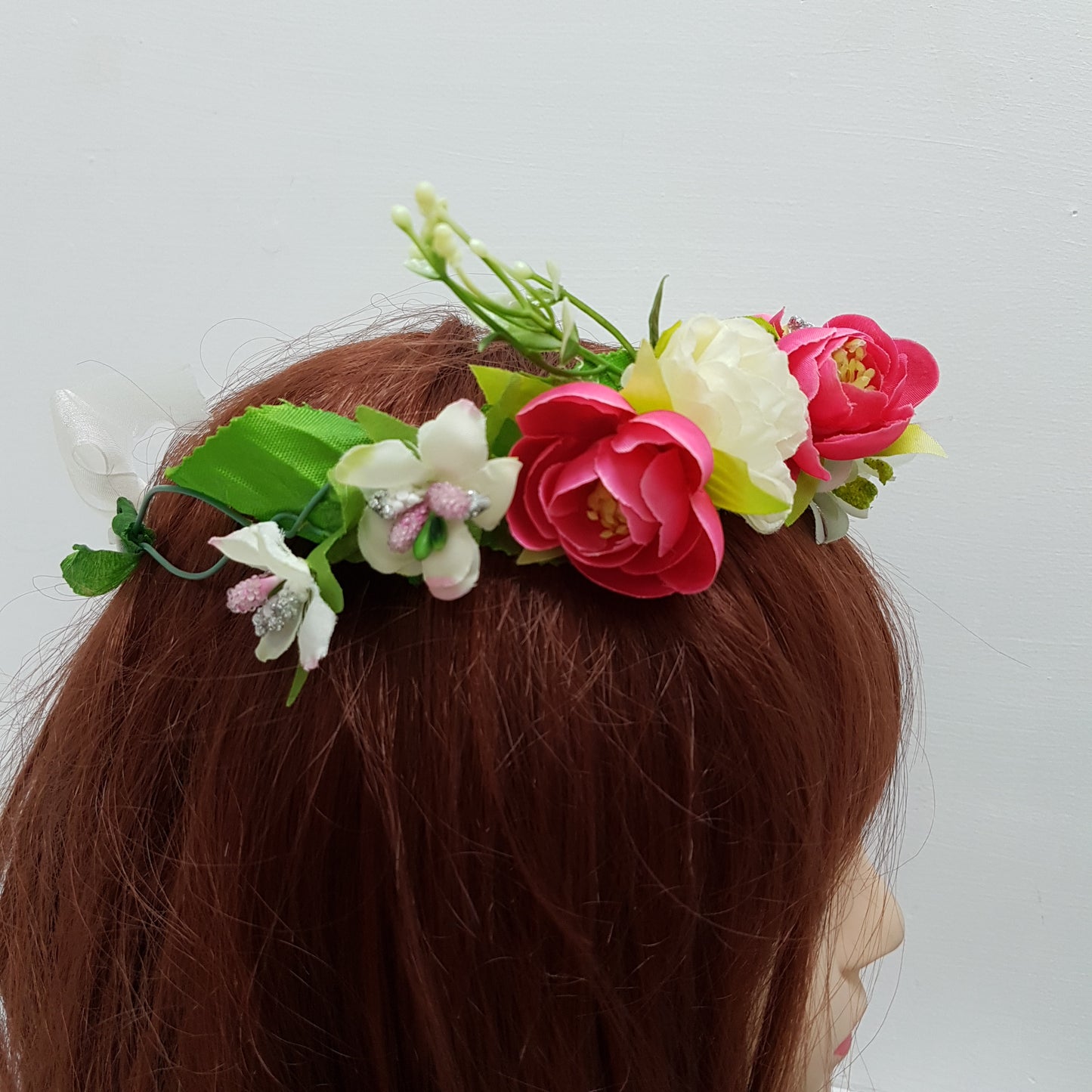 Hot Pink Floral Hair Crown