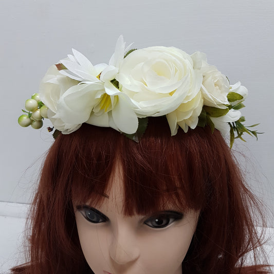 White Mixed Floral Hair Crown