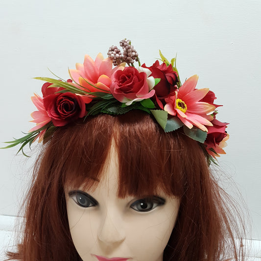 Red Roses Floral Hair Crown