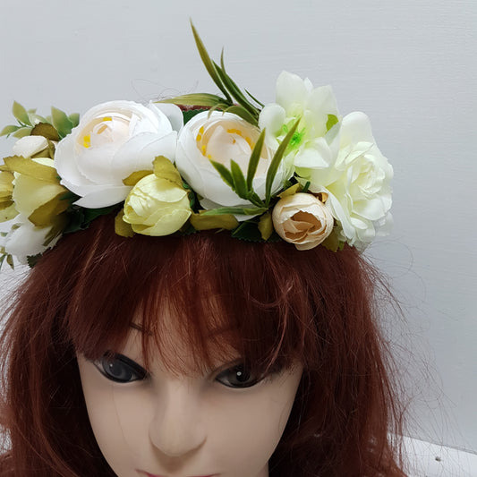 White and Yellow Floral Hair Crown