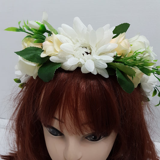 White Sunflower Floral Hair Crown