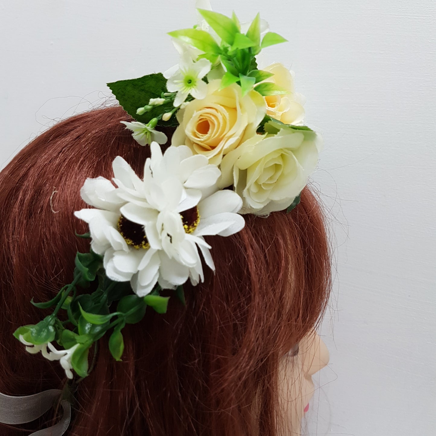 White Sunflower Floral Hair Crown