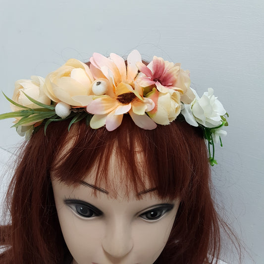 Peach Floral Hair Crown