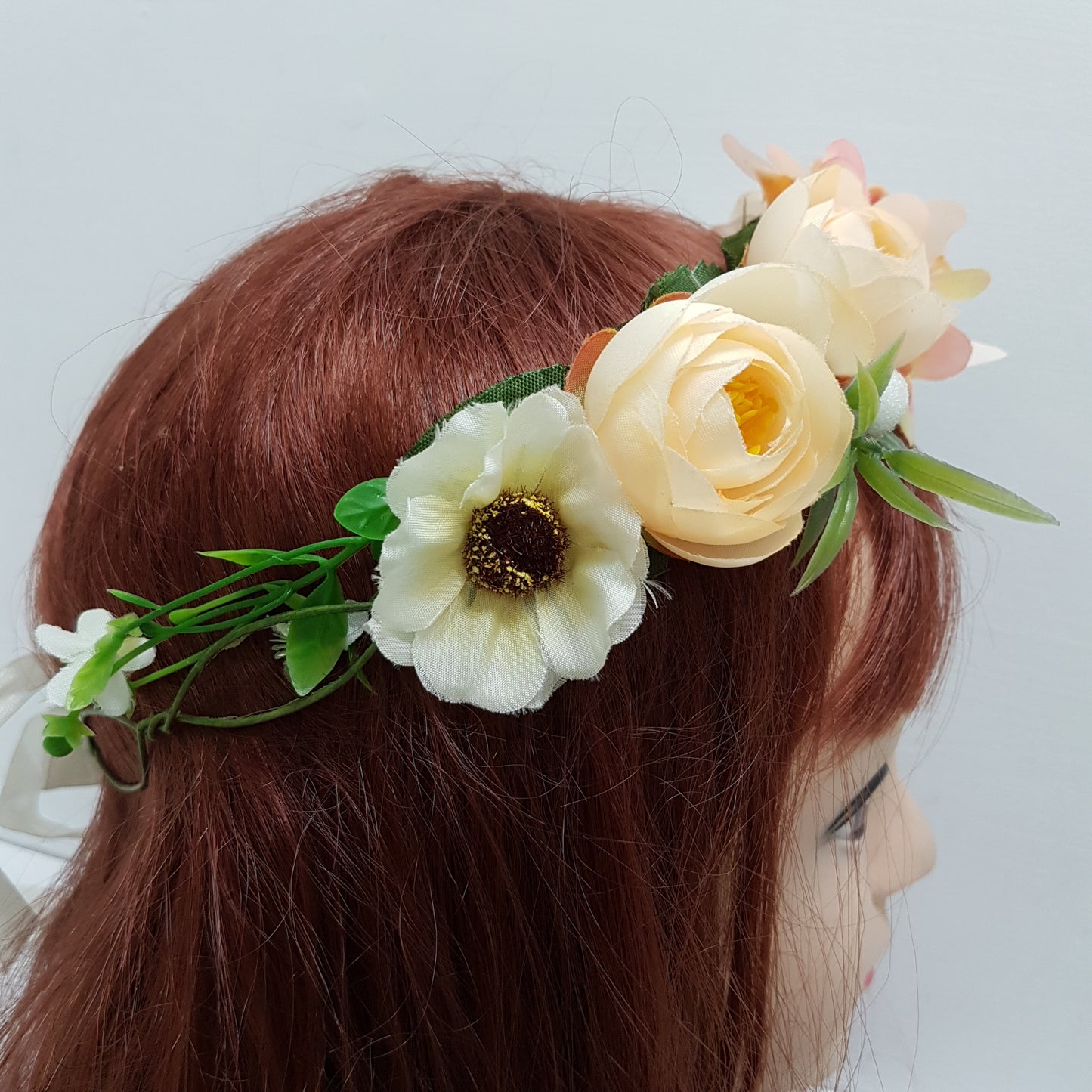 Peach Floral Hair Crown