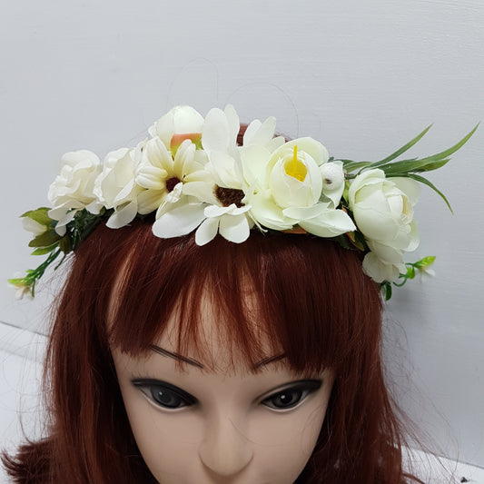 White Yellow Floral Hair Crown