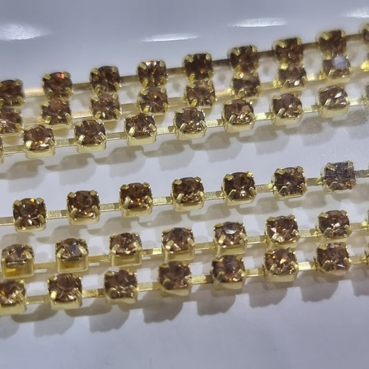 Light Colorado Topaz Preciosa Rhinestone Chain ss10