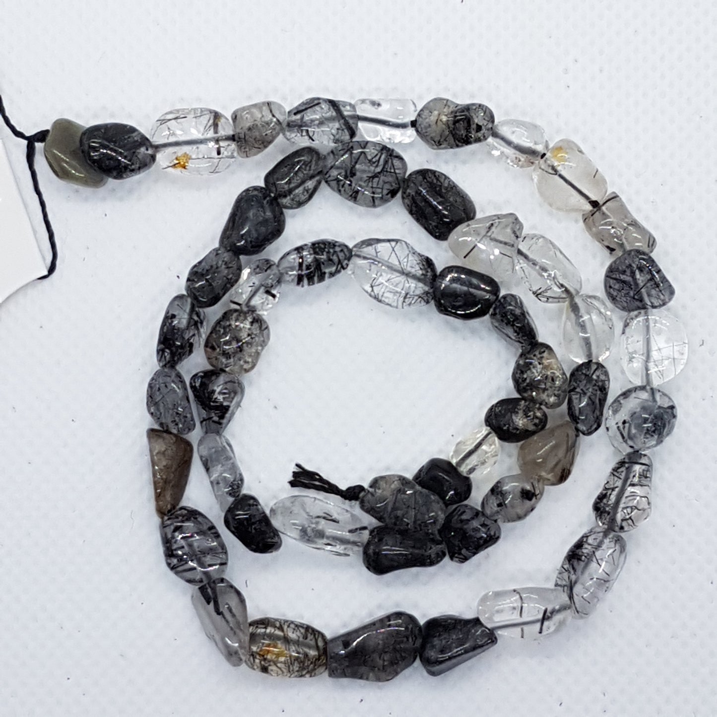 Black Rutilated Quartz Gemstone Nugget Beads