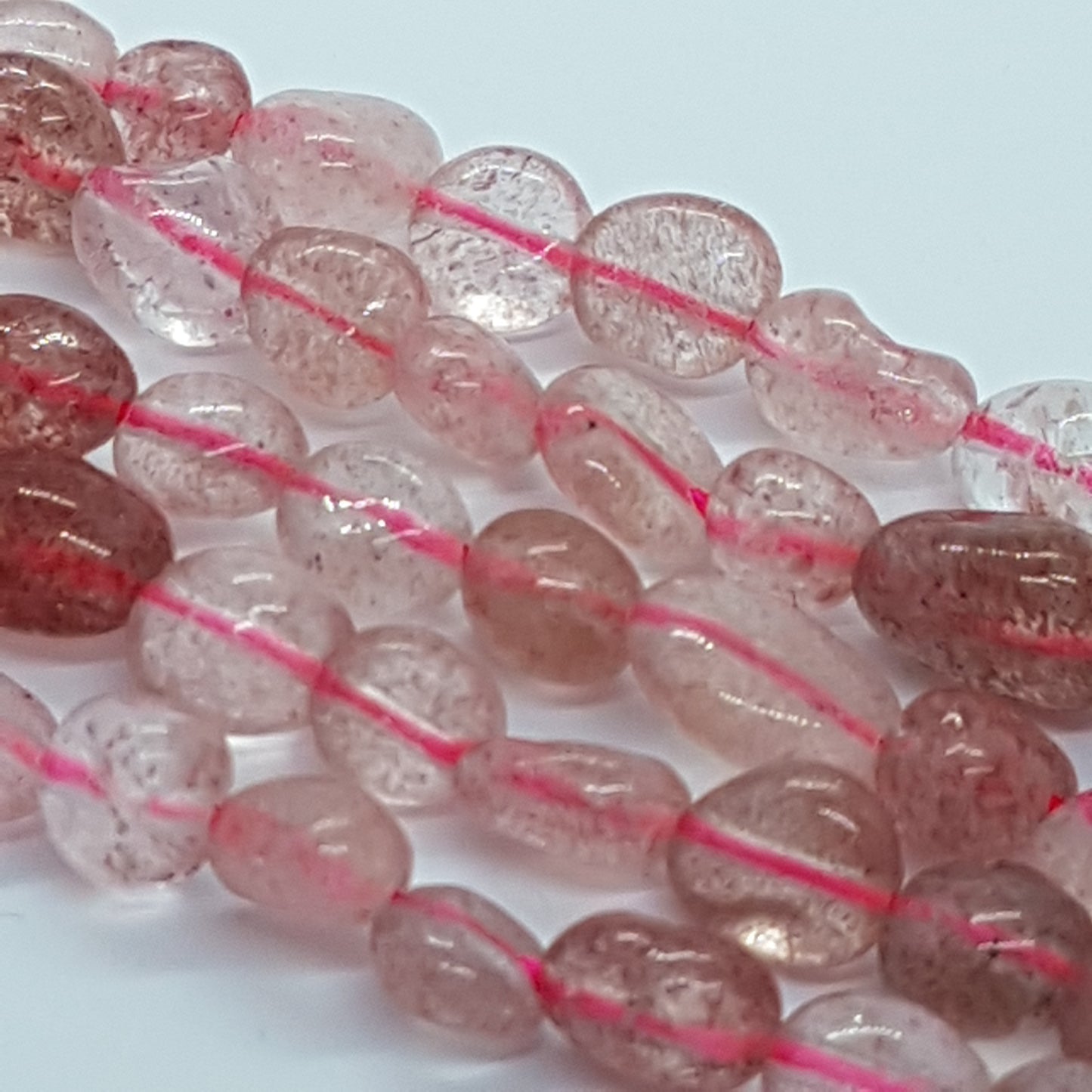Strawberry Quartz Gemstone Nugget Beads