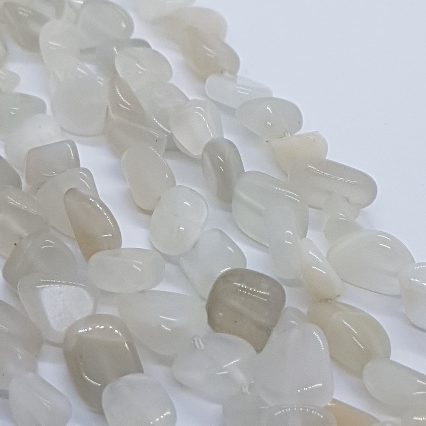 White Moonstone Gemstone Nugget Beads