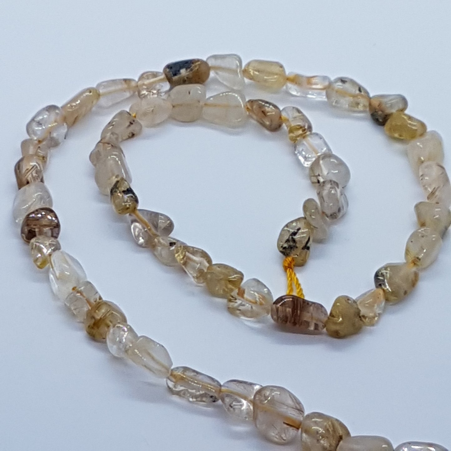 Gold Rutilated Quartz Gemstone Nugget Beads