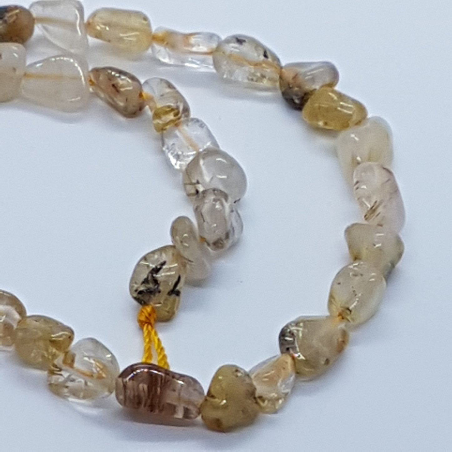 Gold Rutilated Quartz Gemstone Nugget Beads