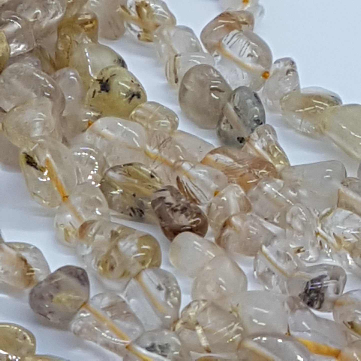 Gold Rutilated Quartz Gemstone Nugget Beads