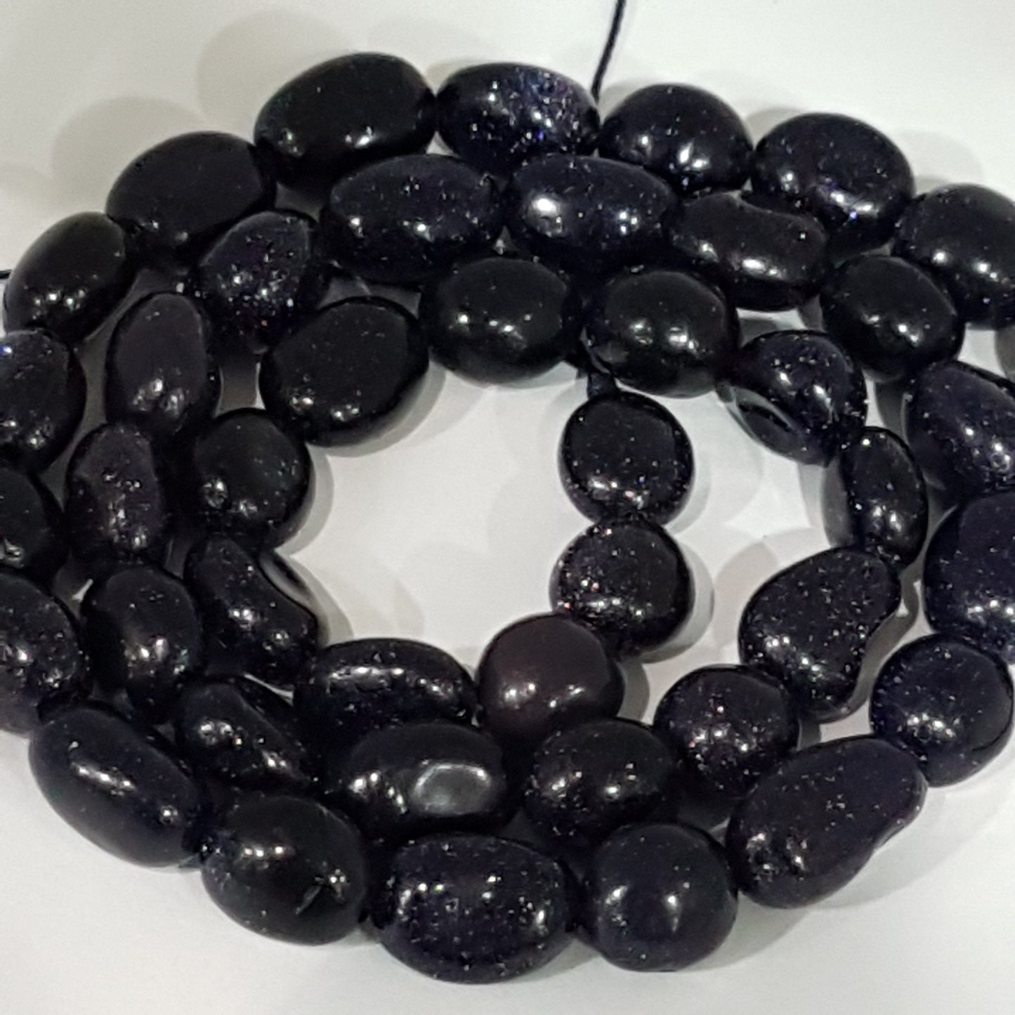 Blue Goldstone Gemstone Nugget Beads
