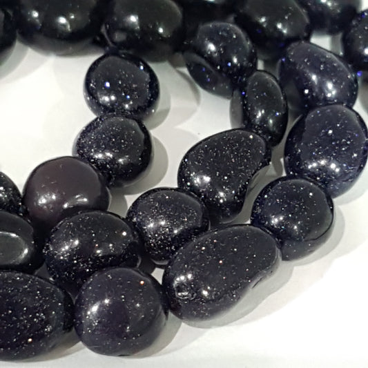 Blue Goldstone Gemstone Nugget Beads