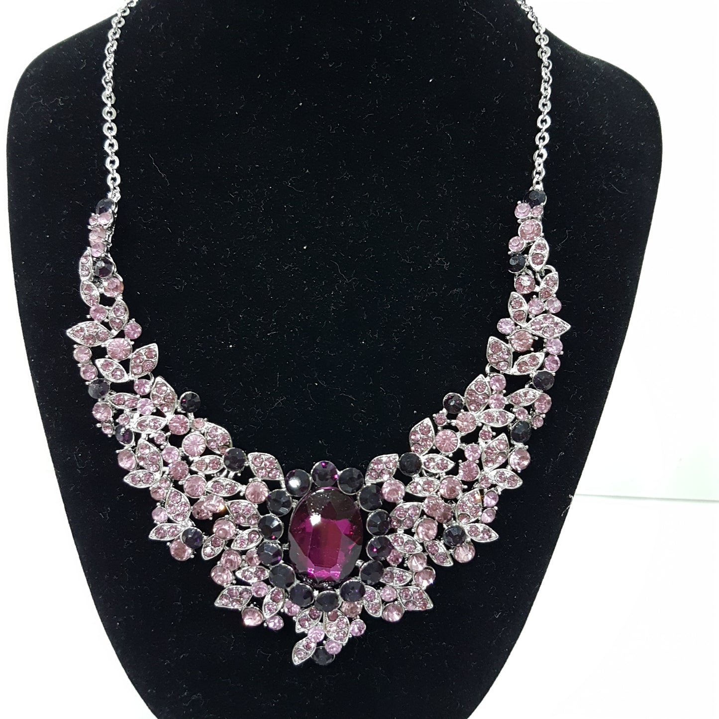 Purple Rhinestone Necklace Set