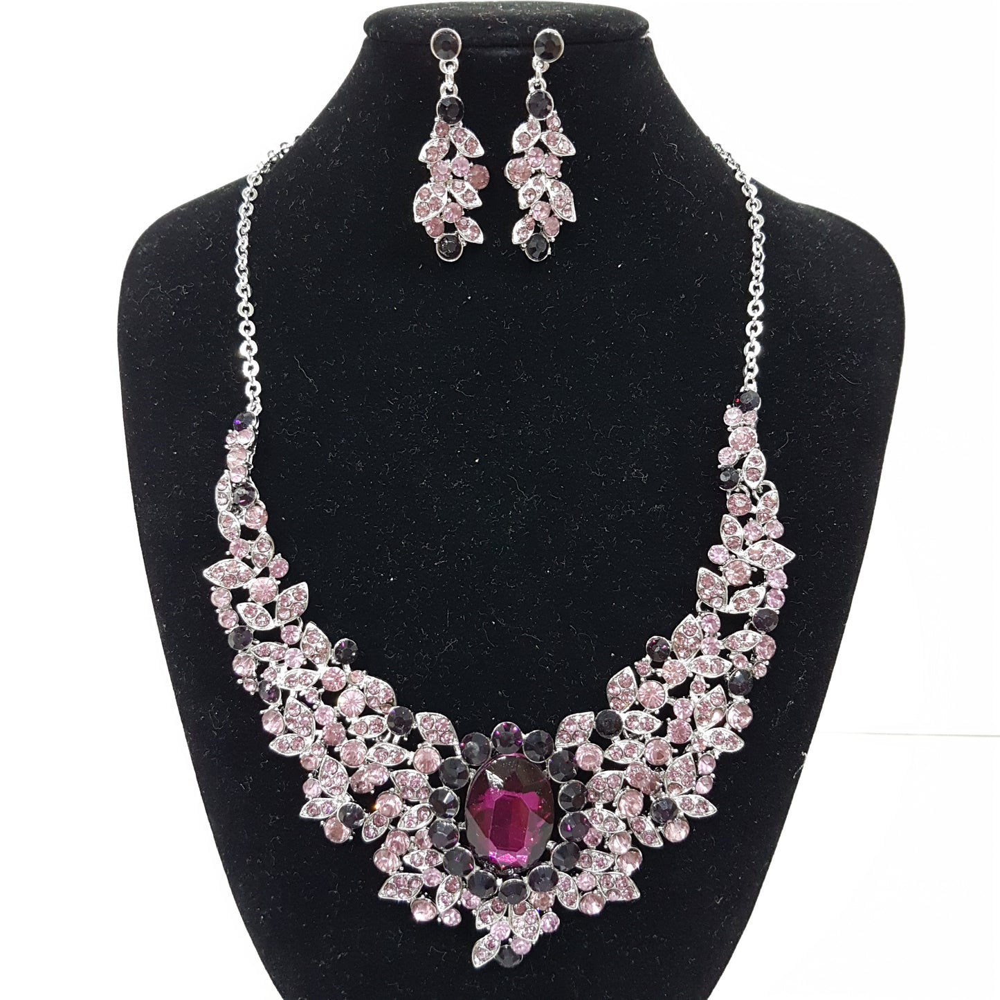 Purple Rhinestone Necklace Set