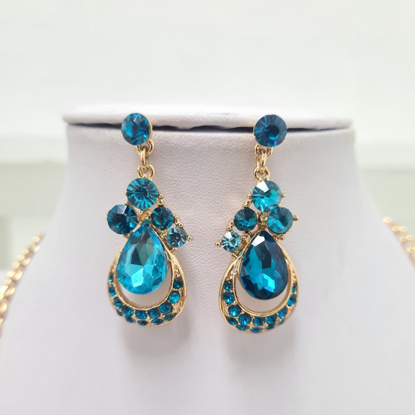 Blue and Gold Rhinestone Necklace Set