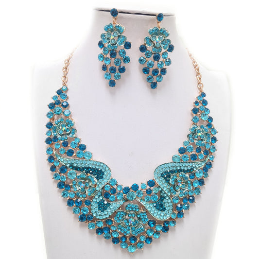 Blue Rhinestone Necklace Set