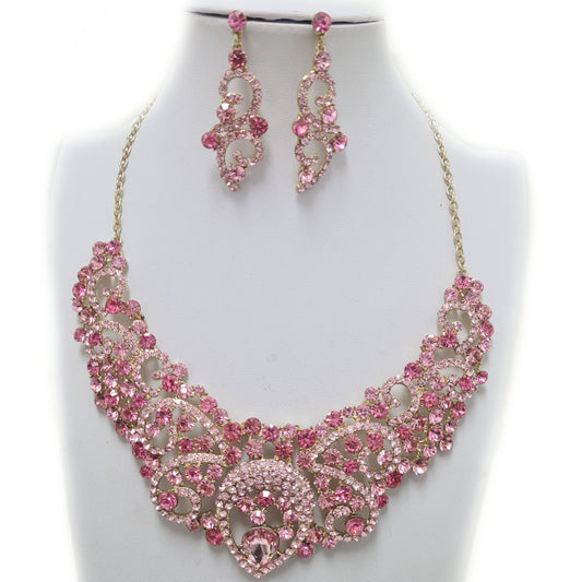 Pink Rhinestone Jewellery Set