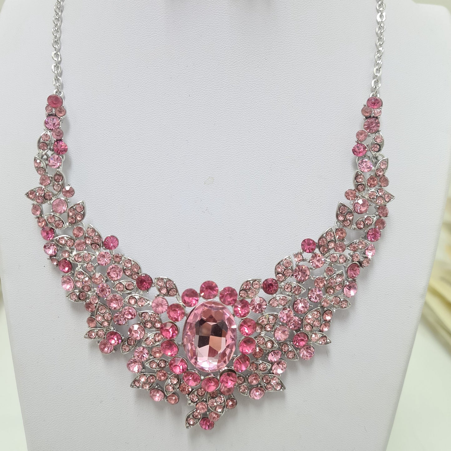 Pink Rhinestone Necklace Set