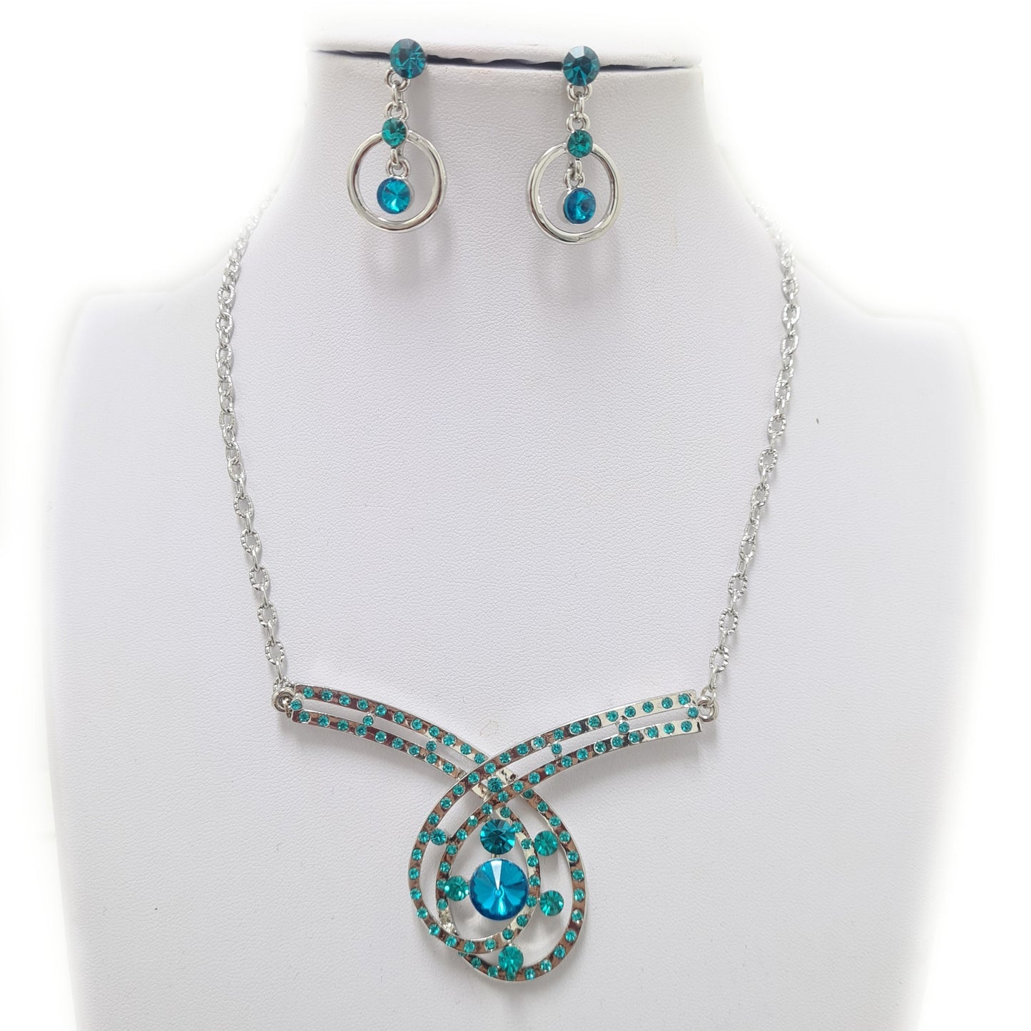 Blue Rhinestone Necklace Set