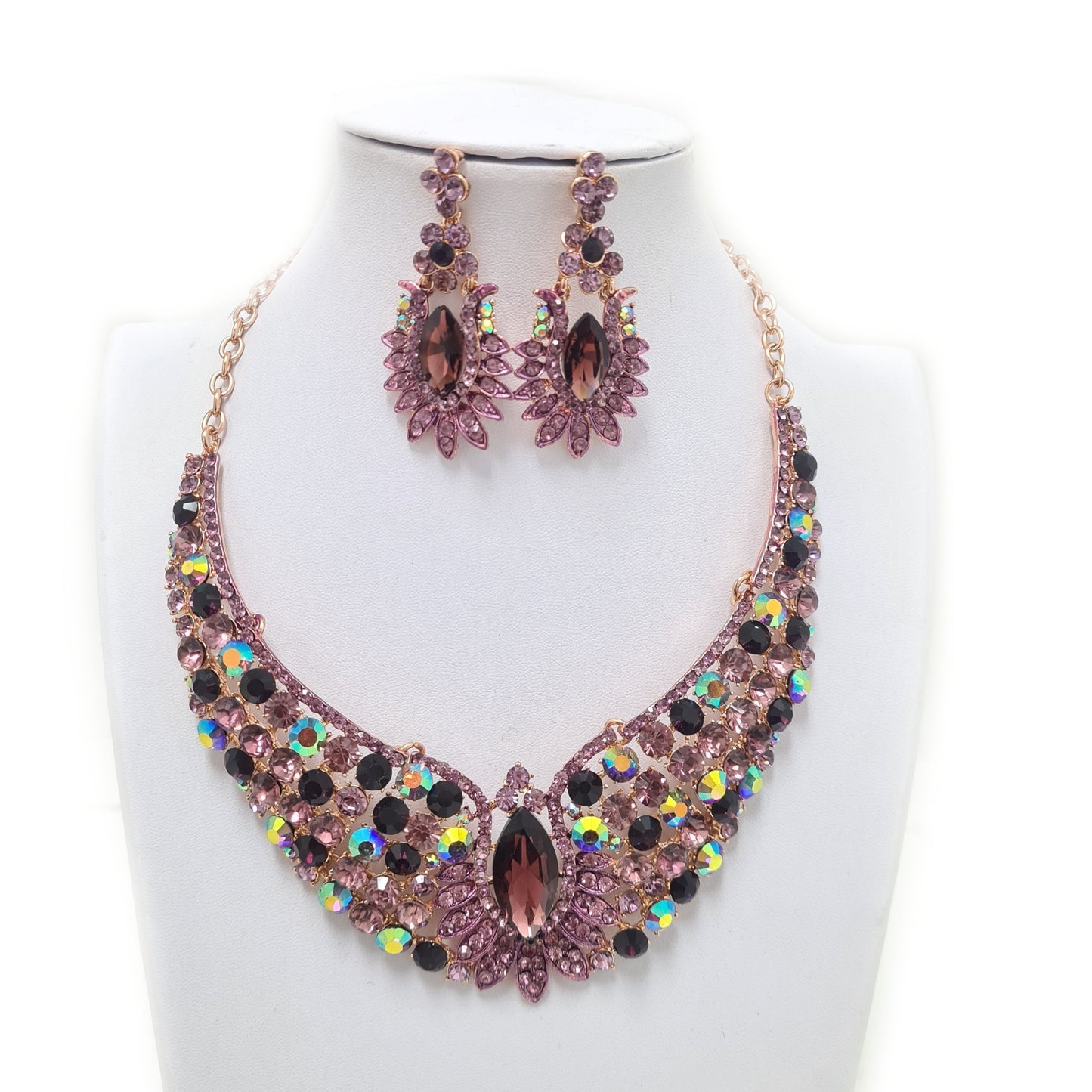 Purple Rhinestone Jewellery Set