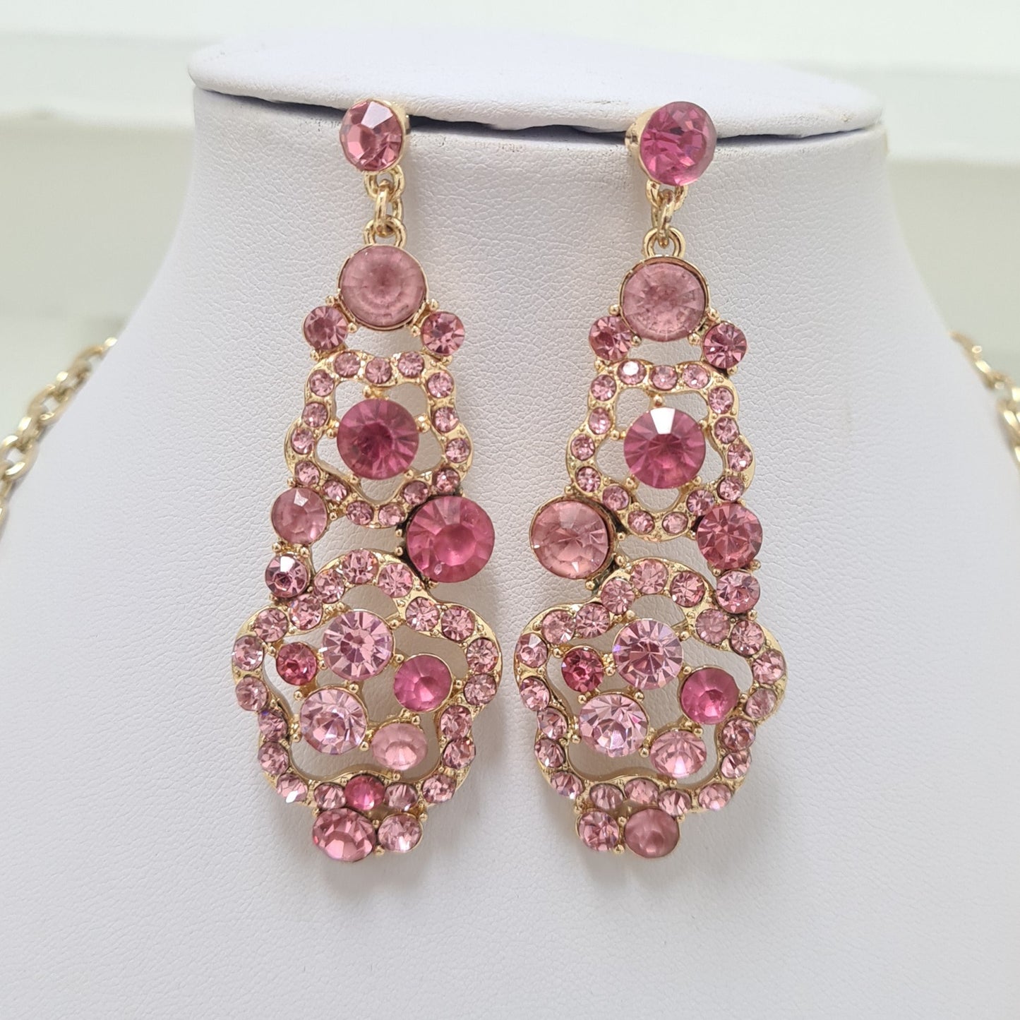 Pink Rhinestone Necklace Set