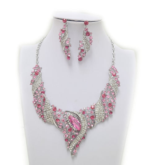 Pink Rhinestone Jewellery Set