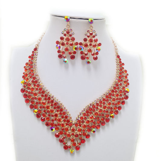 Red Rhinestone Jewellery Set