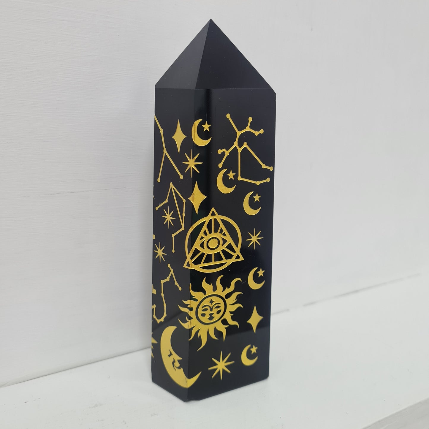 Black Obsidian Tower with Carvings