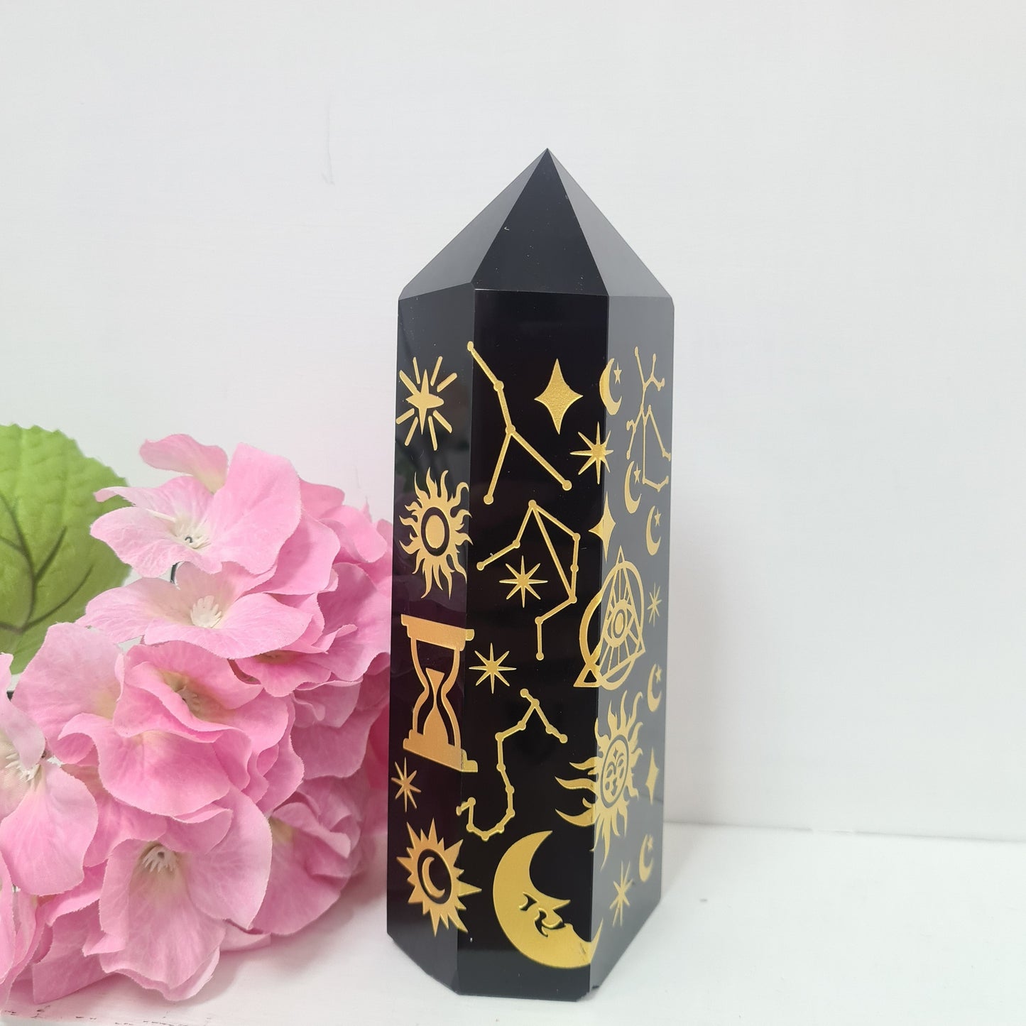Black Obsidian Tower with Carvings