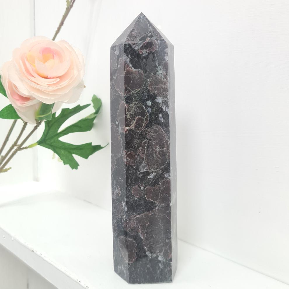 Arfvedsonite with Garnet Gemstone Tower