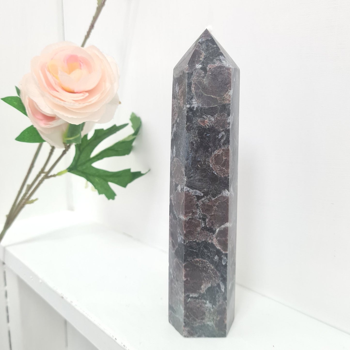 Arfvedsonite with Garnet Gemstone Tower